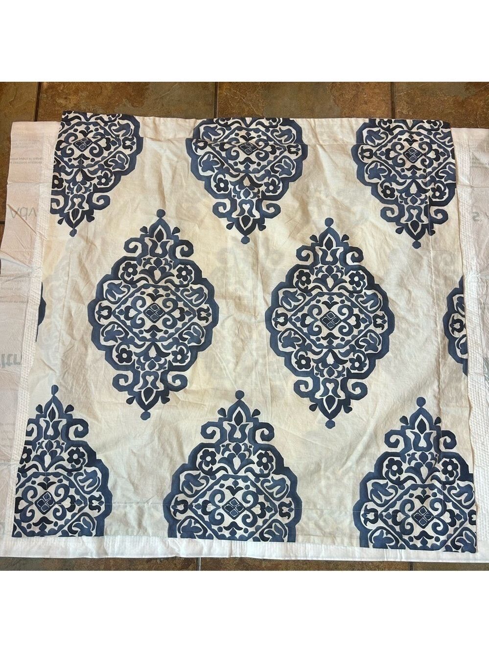 Pottery Barn Pillow Sham Set of 2 Medallion Blue Cream EURO Organic Cotton